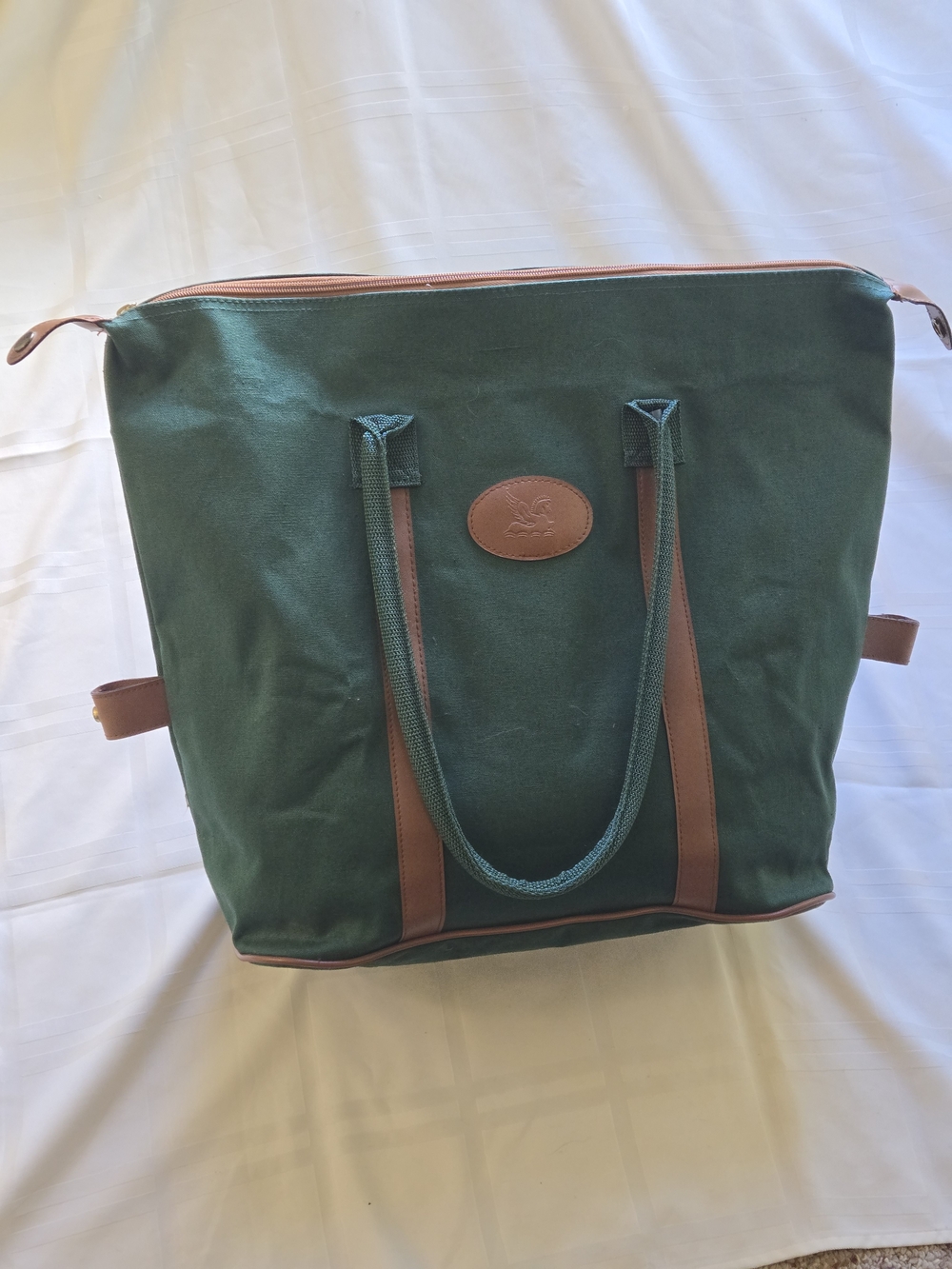 Pegasus Green Canvas Carry-On Tote Bag Weekender - Vintage - NOS New Old Stock